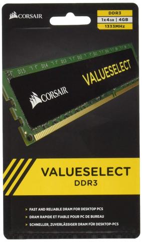 Memoria Ram Corsair Valueselct 4gb Pc Escritorio Ddr3 1333mhz Pc3 10666